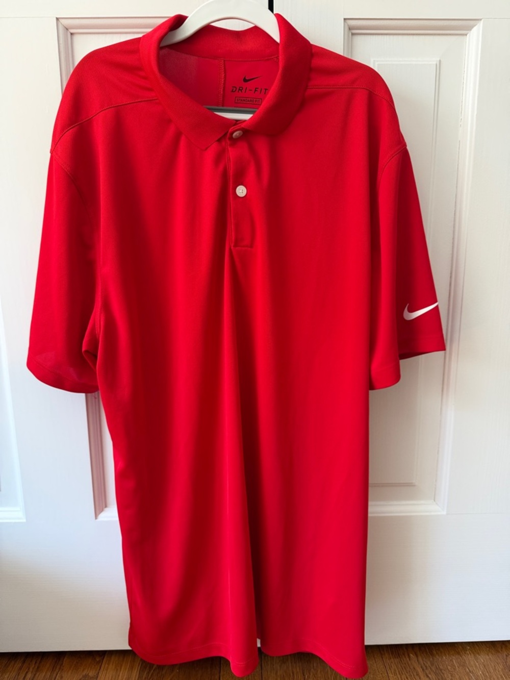 Nike Red Dri-FIT Polo Shirt with White Swoosh